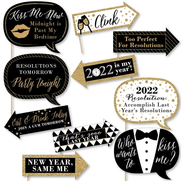 Pack of 35 New Years Eve Party Supplies 2022 New Years Eve Photo Booth Props New Years Photo Props for 2022 New Years Decorations New Years Photo Booth Props Happy New Year Decorations 2022